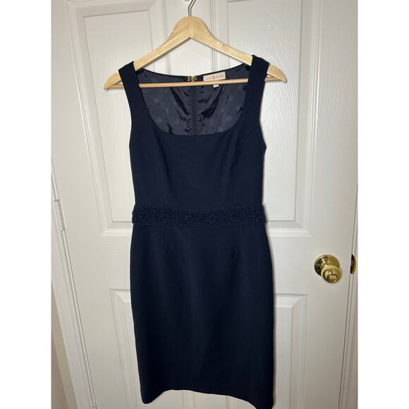 Tory Burch Kari Wool Blend Sleeveless Navy Sheath Dress - Picture 5 of 13